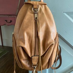 Rebecca Minkoff Medium Julian Leather Backpack Purse - Caramello